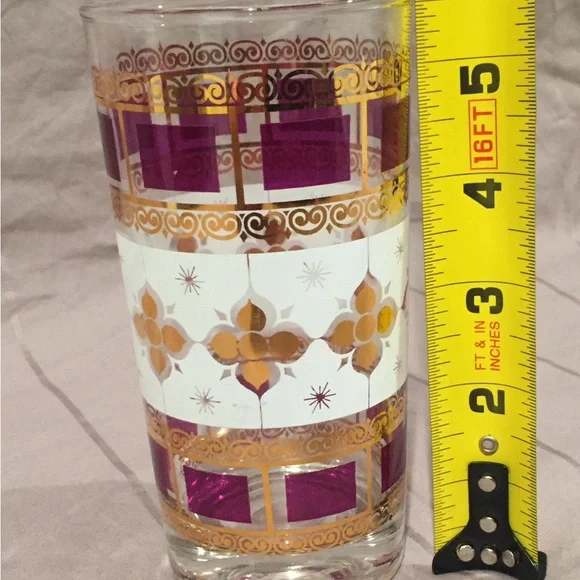 Purple and Gold Highball glasses.  1950’s anchor hocking.  Excellent condition. - Picture 2 of 7